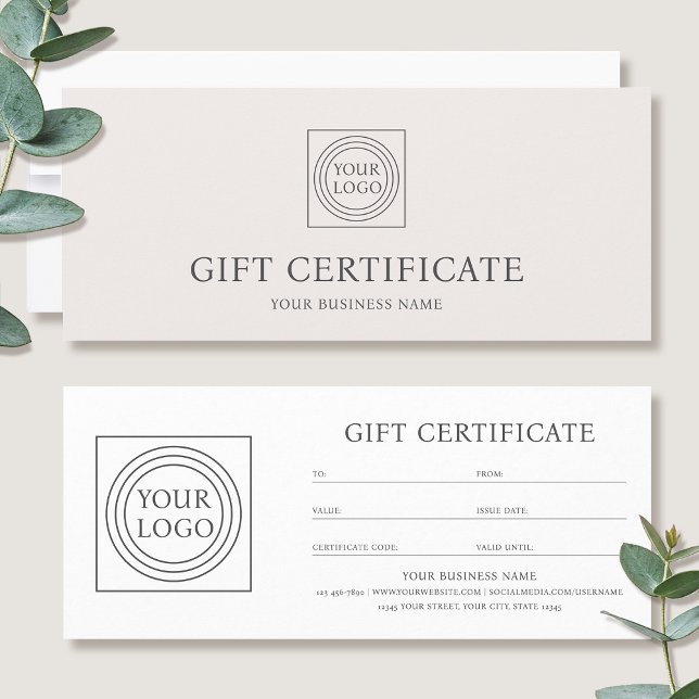 Elegant Custom Logo Gift Certificate Voucher (Creator Uploaded)