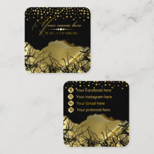elegant custom-made golden-blooded square business card