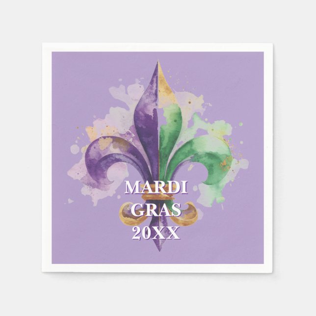 Elegant Custom Mardi Gras Colours Napkin (Front)