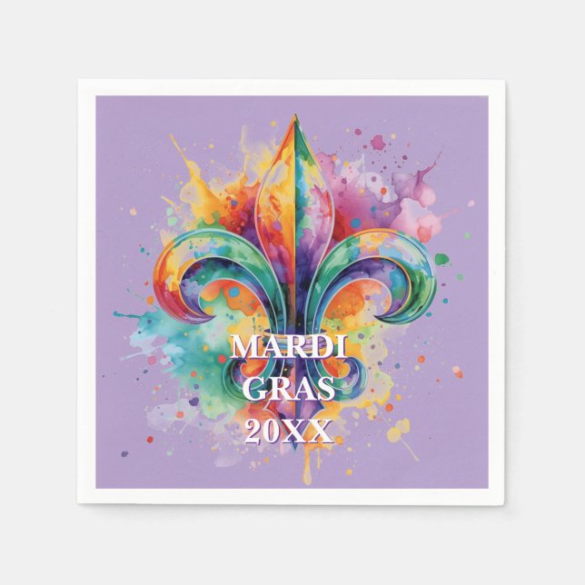 Elegant Custom Mardi Gras Colours Napkin (Front)