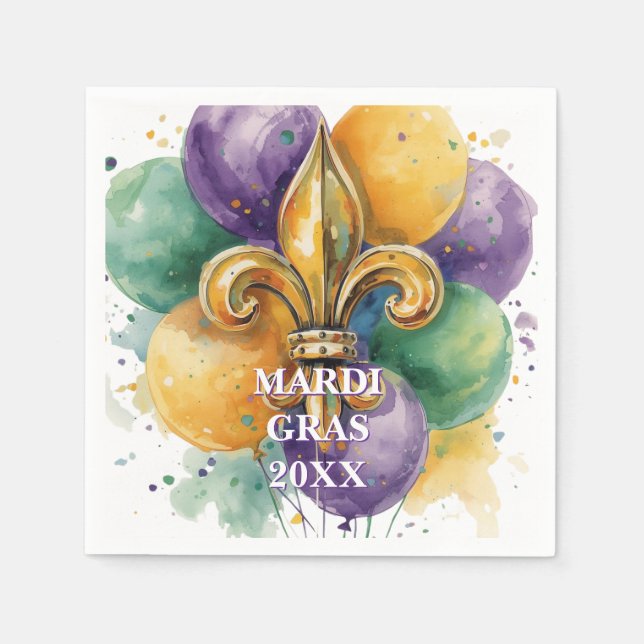 Elegant Custom Mardi Gras Colours Napkin (Front)
