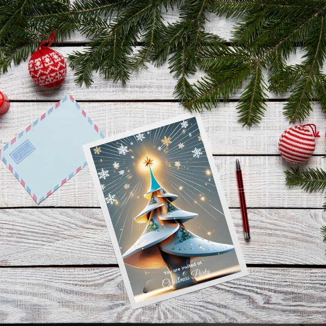 Elegant Custom Modern 3D Tree Christmas Invitation (Creator Uploaded)