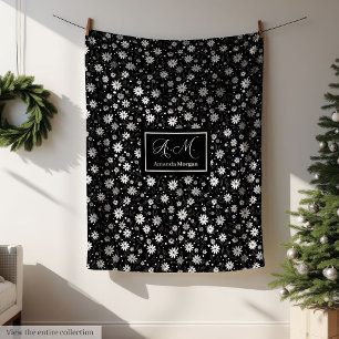 Elegant Custom Monochrome Wild Flowers Blanket 