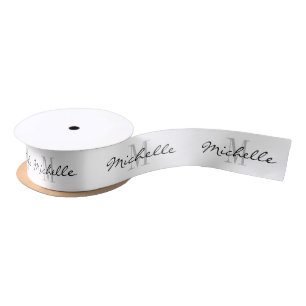 Elegant custom monogram 1.5 inch white Christmas Satin Ribbon