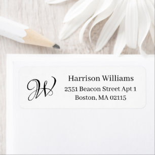 Elegant custom Monogram black white Return Address Return Address Label
