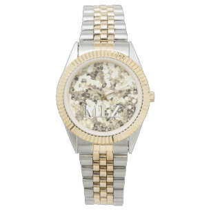 Elegant Custom Monogram Glitter Look Watch