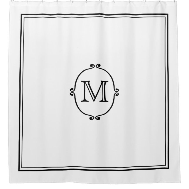 Elegant Custom Monogram Shower Curtain (Front)