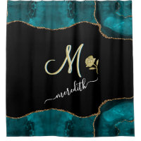 Elegant Custom Monogram Teal Black Gold