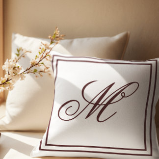 Elegant Custom Monogram White Throw Cushion