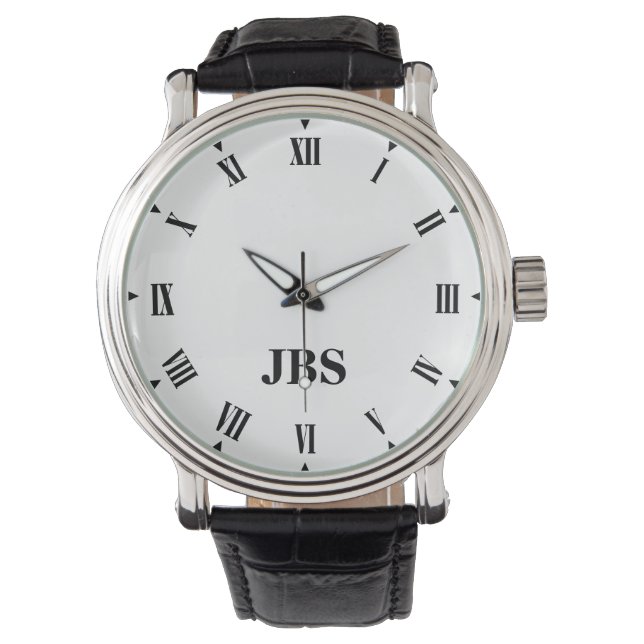 Elegant Custom Monogrammed Watch with Roman Number (Front)