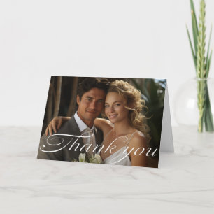 Elegant Custom Monstera Leaf Wedding  Thank You Card