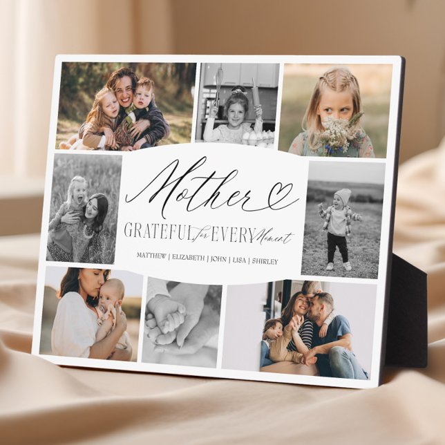 Elegant Custom Mother Photo Collage Mum Keepsake Plaque (Elegant Custom Mother Photo Collage Mom Keepsake Plaque)