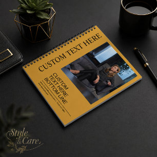 Elegant Custom Mustard Yellow Text Image Creative Notebook