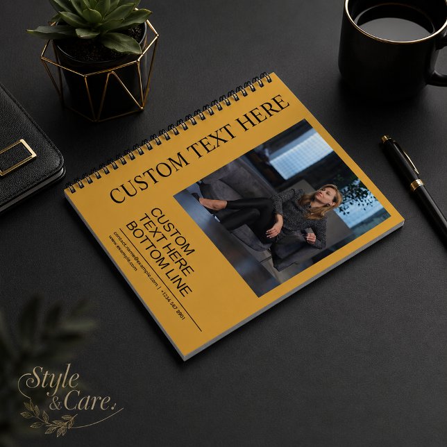Elegant Custom Mustard Yellow Text Image Creative Notebook (Elegant Custom Mustard Yellow Text Image Creative Notebook)