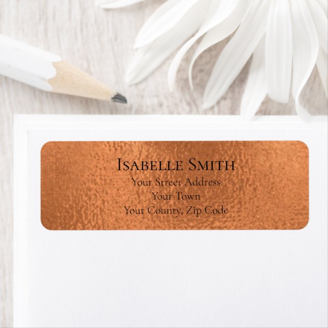 Elegant Custom Name Address Copper Foil Return Address Label (Insitu)
