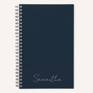 Elegant Custom Name Dark Blue Notebook