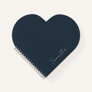 Elegant Custom Name Dark Blue Notebook