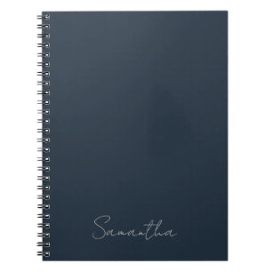 Elegant Custom Name Dark Blue Notebook