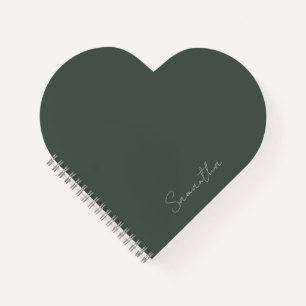 Elegant Custom Name Dark Green Notebook