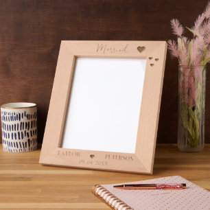 Elegant Custom Name Engagement Wedding Photo Etched Frames