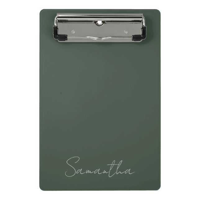Elegant Custom Name Green Blue Mini Clipboard (Front)