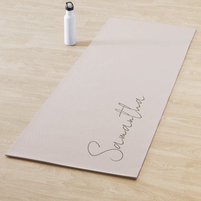 Elegant Custom Name Light Beige  Yoga Mat (In Situ)