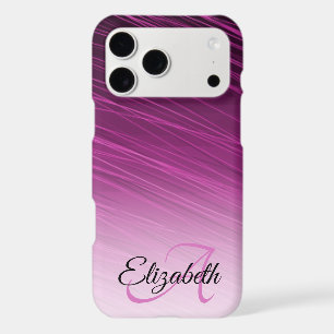 Elegant Custom Name Monogram Purple Ombre Streaks
