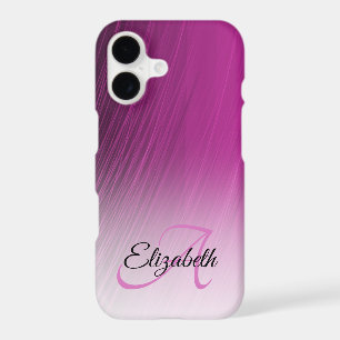Elegant Custom Name Monogram Purple Ombre Streaks