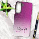 Elegant Custom Name Monogram Purple Ombre Streaks Samsung Galaxy Case<br><div class="desc">This elegant design features a a purple ombre streak background with custom name and initial letter monogram. Personalise the case in the text fields with a name and initial,  remove both or one or edit using the design tool to select a font style,  size,  and colour you like.</div>