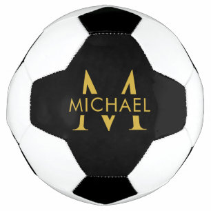 Elegant Custom Name Monogram Soccer Ball Design