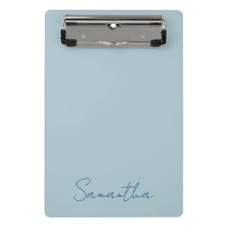 Elegant Custom Name Pastel Blue Mini Clipboard