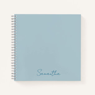 Elegant Custom Name Pastel Blue Notebook