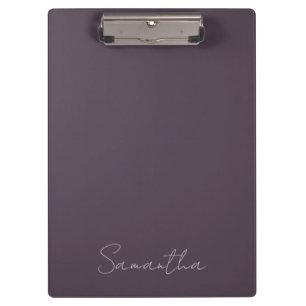Elegant Custom Name Purple Taupe Clipboard