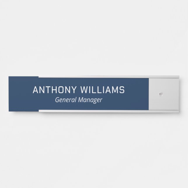 Elegant Custom Name Title Employee Office Navy Door Sign (Front)