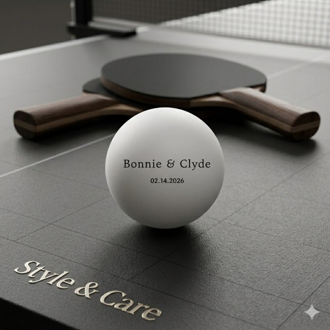Elegant Custom Names and Date White Ping Pong Ball (Elegant Custom Names and Date White Ping Pong Ball)
