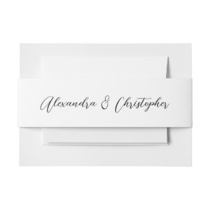 Elegant Custom Names Calligraphy Wedding Invitation Belly Band