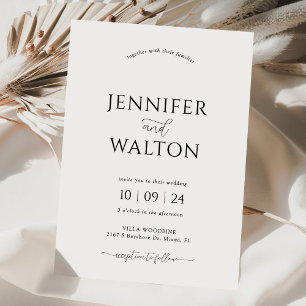 Elegant custom names white wedding invitation