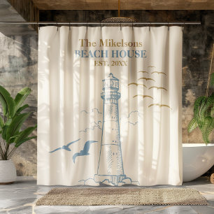 Elegant Custom Nautical Beach House Shower Curtain