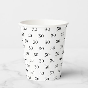 Elegant custom number age year pattern birthday paper cups