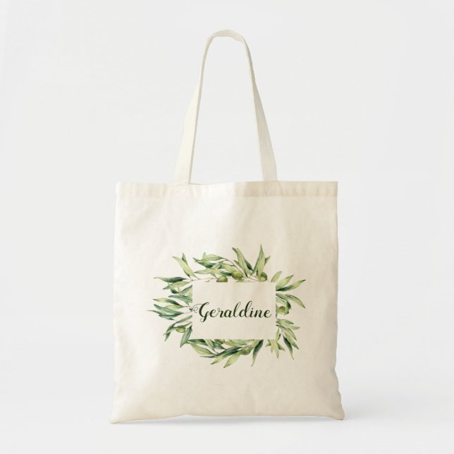 Elegant Custom Olive Boho Chic Personalised Gifts Tote Bag (Front)