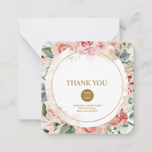 Elegant custom pastel floral rose "Thank you" Card