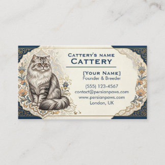 Elegant Custom Persian Cat Cattery Business Card 