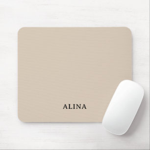 Elegant Custom Personalised Beige & Monogram Mouse Pad