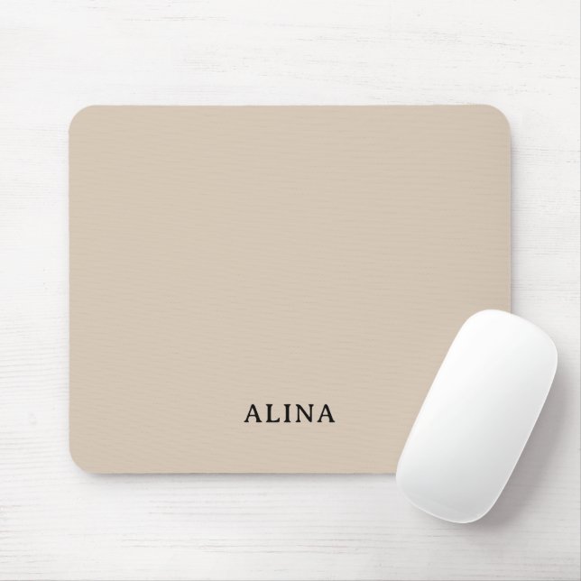 Elegant Custom Personalised Beige & Monogram Mouse Pad (With Mouse)