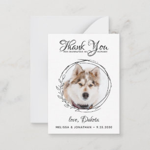 Elegant Custom Pet Photo Dog Wedding Thank You Card