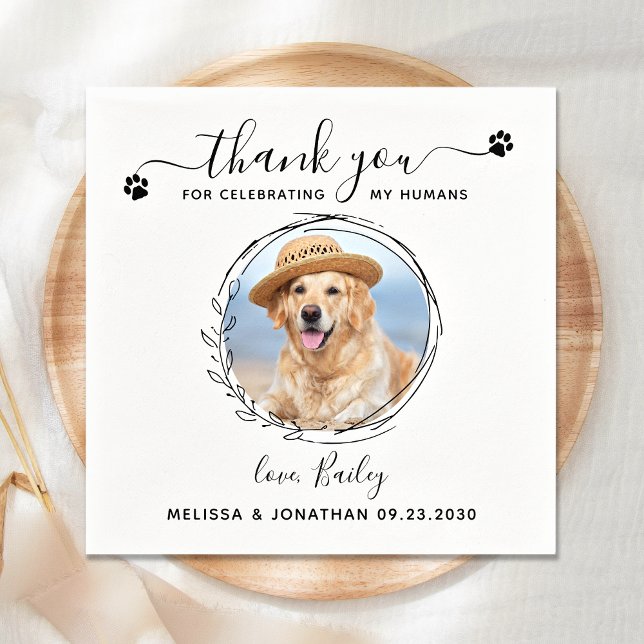 Elegant Custom Pet Photo Thank You Dog Wedding     Napkin (Creator Uploaded)