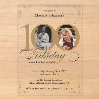 Elegant Custom Photo 100th Birthday Party