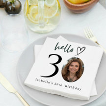 Elegant Custom Photo 30th Birthday Party Napkins