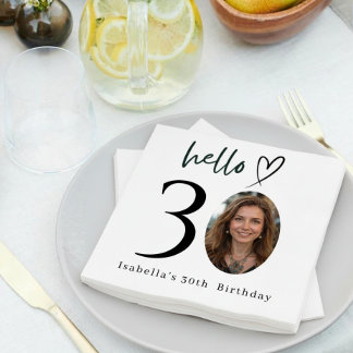 Elegant Custom Photo 30th Birthday Party Napkins