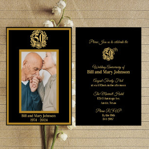 Elegant Custom Photo 50th Golden Anniversary Party Invitation